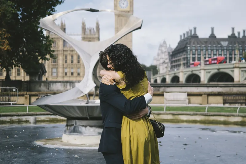 Parmida and Jake embracing after the proposal